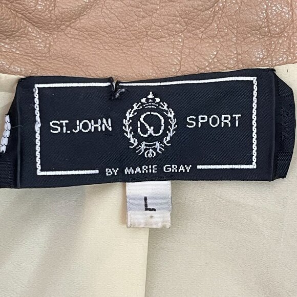 ST. John Sport by Marie Gray Women's Cream Tan 100% Leather Jacket Size Large - Picture 5 of 13